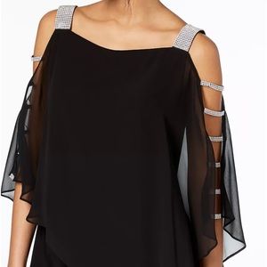 MSK rhinestone embellished Airy chiffon top Large